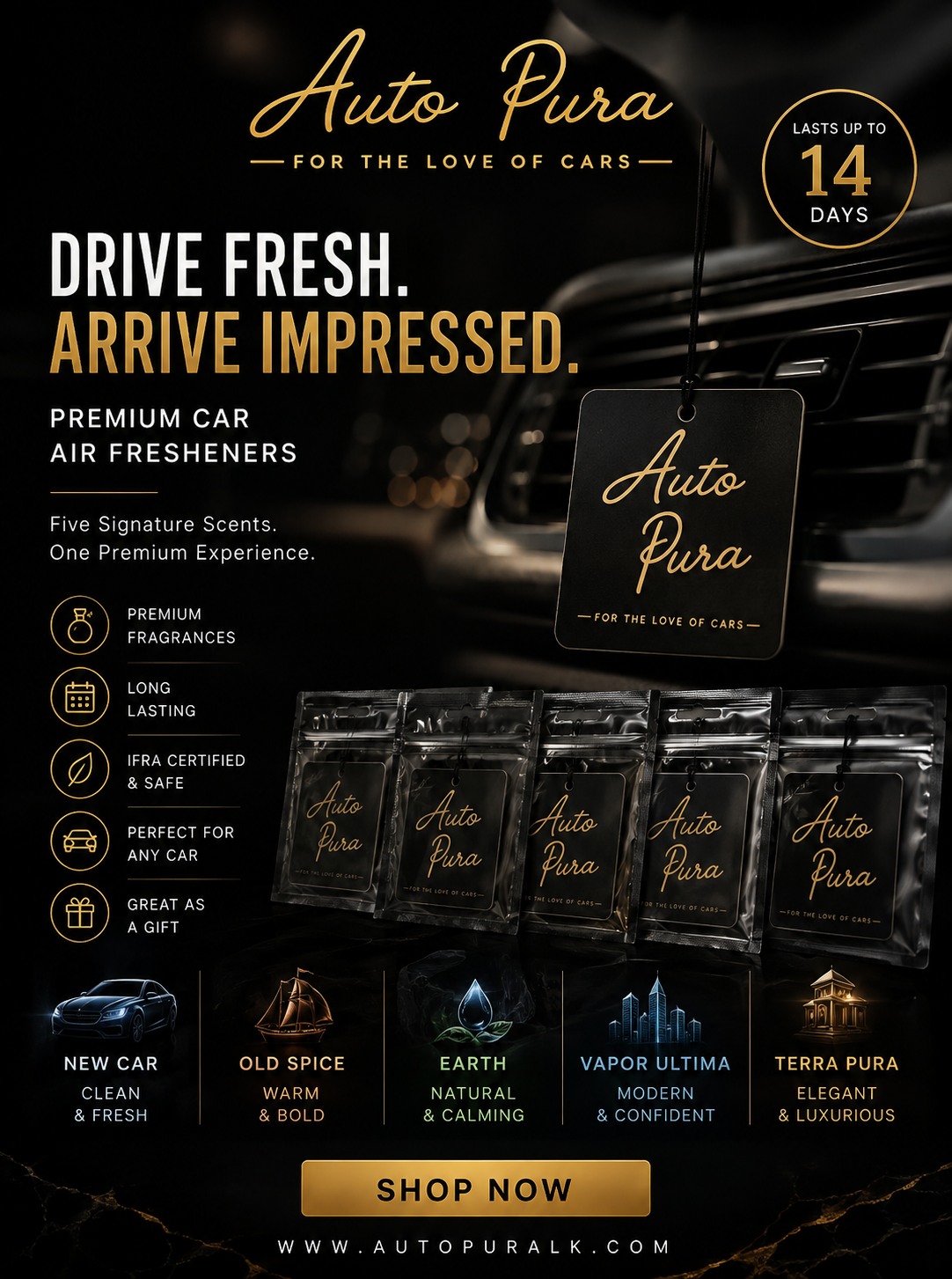 Auto Pura Premium Hanging Air Freshener Set ( New and Improved Signature Series)